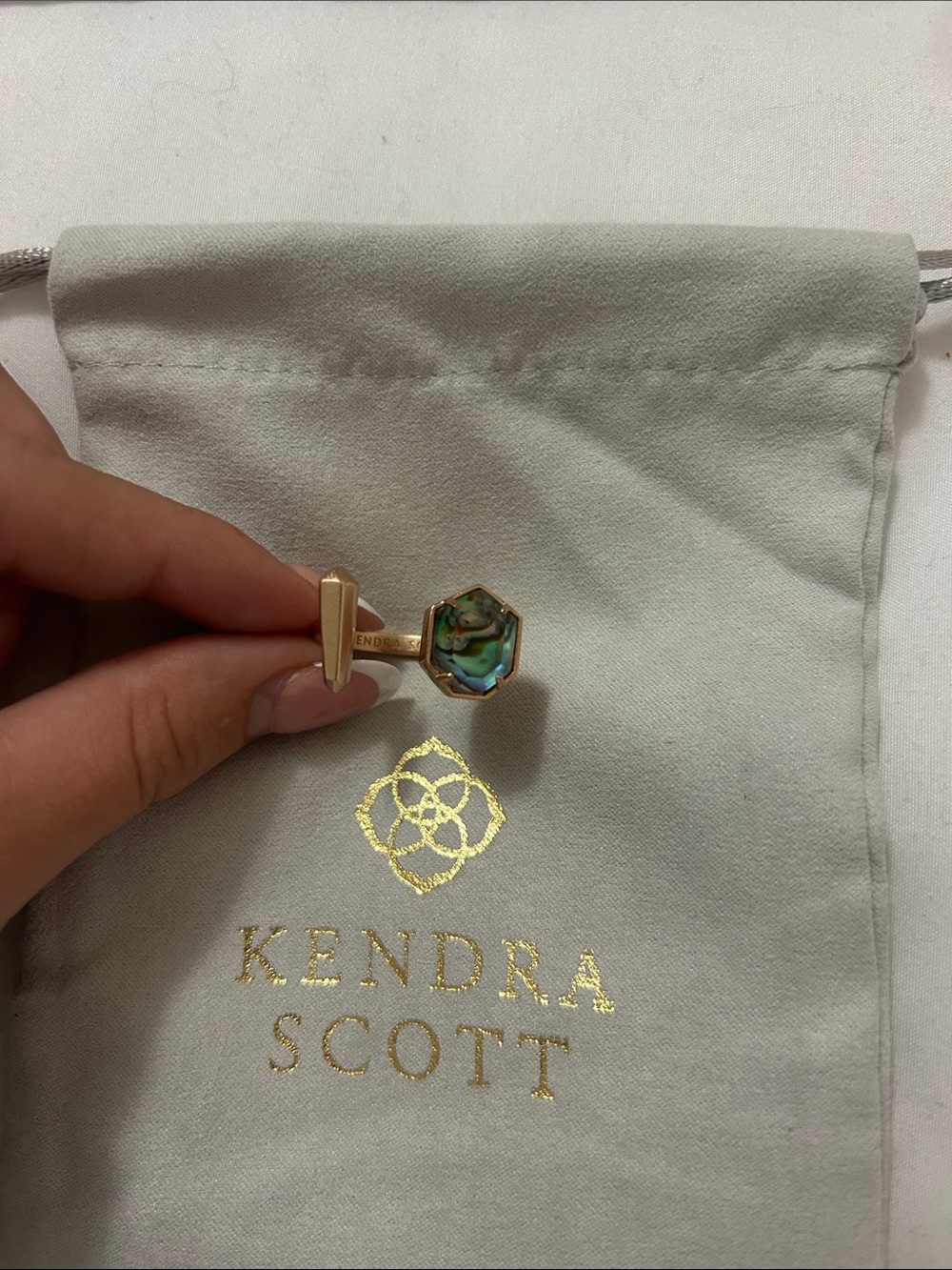 Kendra Scott Davie Abalone Shell Ring | Gold Hexagon Statement Ring